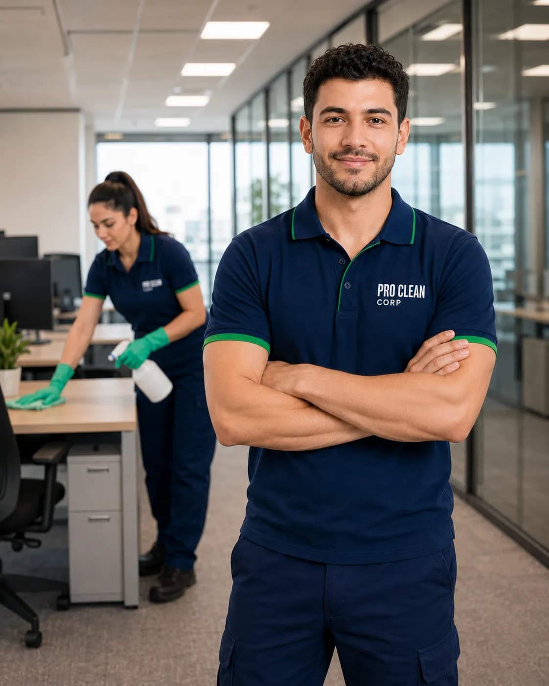 Professional commercial cleaners at work in Newington